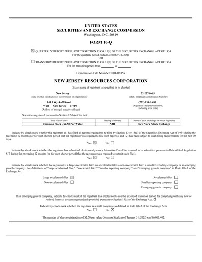 Thumbnail New Jersey Resources Quarterly Report 2022-q1