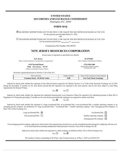 Thumbnail New Jersey Resources Quarterly Report 2024-q2