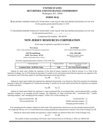 Thumbnail New Jersey Resources Quarterly Report 2026-q1