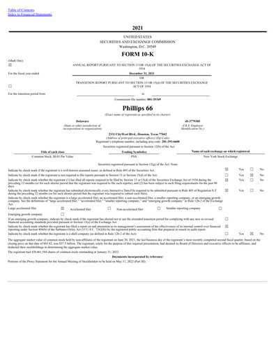Thumbnail Phillips 66 Annual Report 2021
