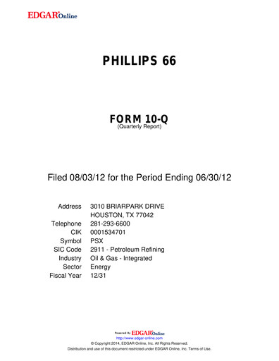 Thumbnail Phillips 66 Quarterly Report 2012-q2