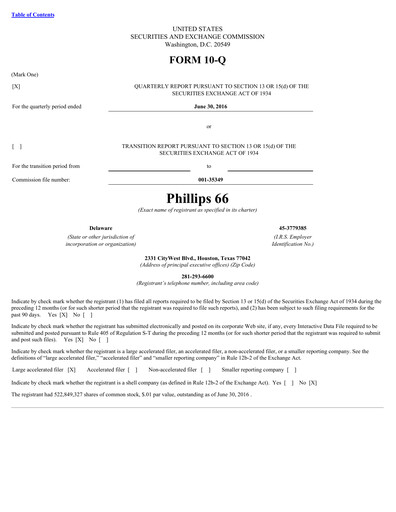 Thumbnail Phillips 66 Quarterly Report 2016-q2