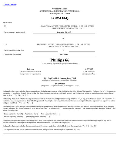 Thumbnail Phillips 66 Quarterly Report 2017-q3