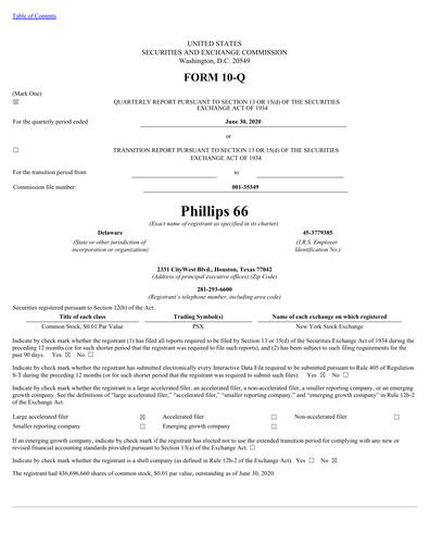 Thumbnail Phillips 66 Quarterly Report 2020-q2