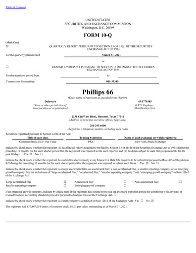 Thumbnail Phillips 66 Quarterly Report 2021-q1