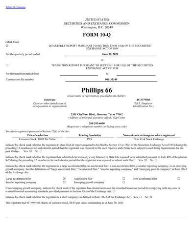 Thumbnail Phillips 66 Quarterly Report 2021-q2