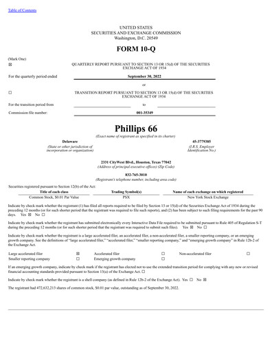 Thumbnail Phillips 66 Quarterly Report 2022-q3