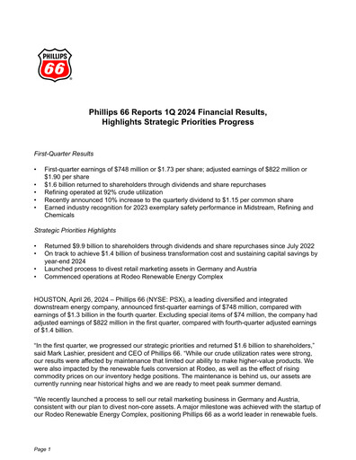 Thumbnail Phillips 66 Quarterly Report 2024-q1