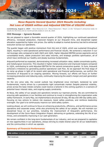 Thumbnail Nexa Resources Quarterly Report 2024-q2