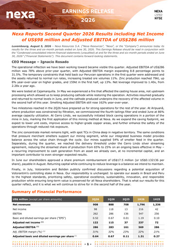 Thumbnail Nexa Resources Quarterly Report 2026-q2