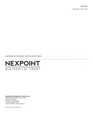 Vorschaubild NexPoint Residential Trust Quartalsbericht 2020-q1