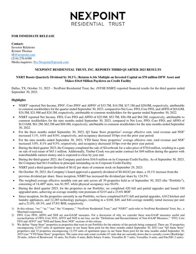 Vorschaubild NexPoint Residential Trust Quartalsbericht 2023-q3