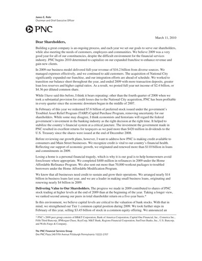 Thumbnail PNC Financial Services Annual Report 2009