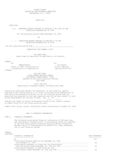 Thumbnail PNC Financial Services Quarterly Report 1995-q3