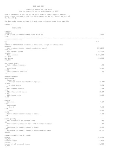 Thumbnail PNC Financial Services Quarterly Report 1997-q1