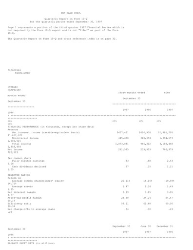 Thumbnail PNC Financial Services Quarterly Report 1997-q3