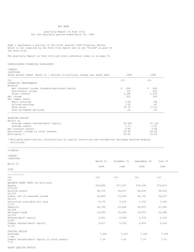 Thumbnail PNC Financial Services Quarterly Report 1999-q1