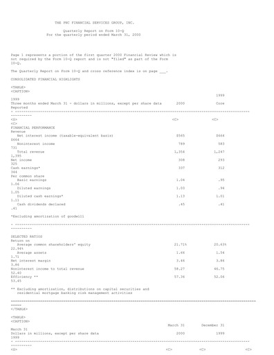 Thumbnail PNC Financial Services Quarterly Report 2000-q1