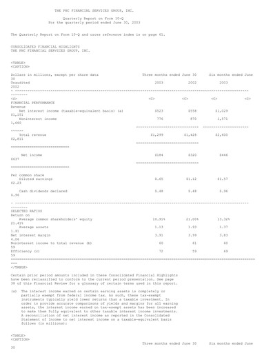 Thumbnail PNC Financial Services Quarterly Report 2003-q2