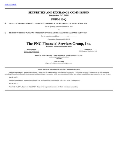 Thumbnail PNC Financial Services Quarterly Report 2004-q2