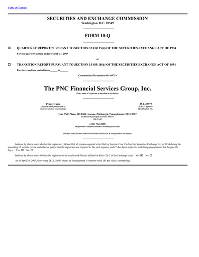 Thumbnail PNC Financial Services Quarterly Report 2005-q1