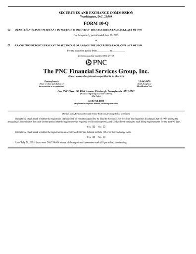 Thumbnail PNC Financial Services Quarterly Report 2005-q2