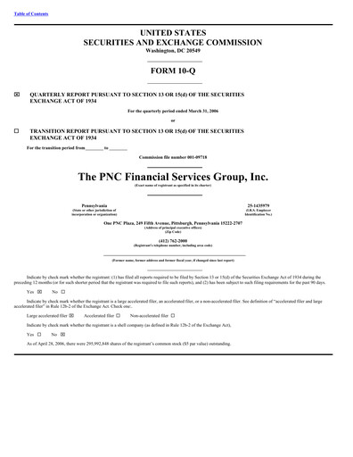 Thumbnail PNC Financial Services Quarterly Report 2006-q1