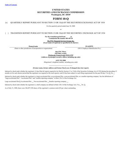 Thumbnail PNC Financial Services Quarterly Report 2008-q2