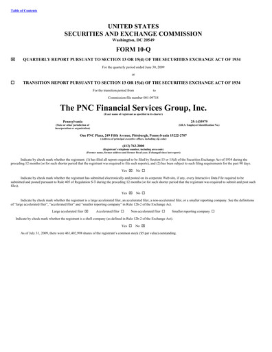 Thumbnail PNC Financial Services Quarterly Report 2009-q2