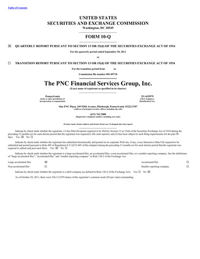Thumbnail PNC Financial Services Quarterly Report 2011-q3
