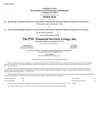 Thumbnail PNC Financial Services Quarterly Report 2016-q1
