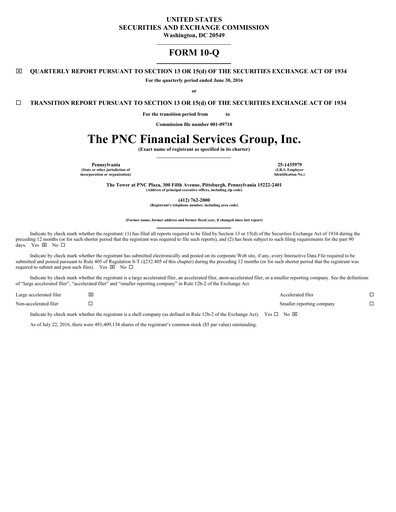 Thumbnail PNC Financial Services Quarterly Report 2016-q2