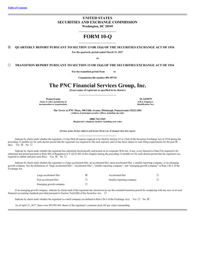 Thumbnail PNC Financial Services Quarterly Report 2017-q1
