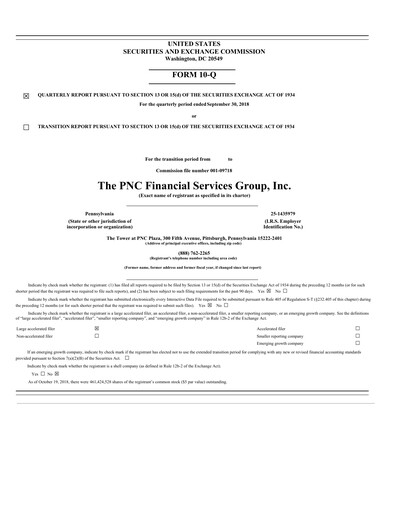 Thumbnail PNC Financial Services Quarterly Report 2018-q3