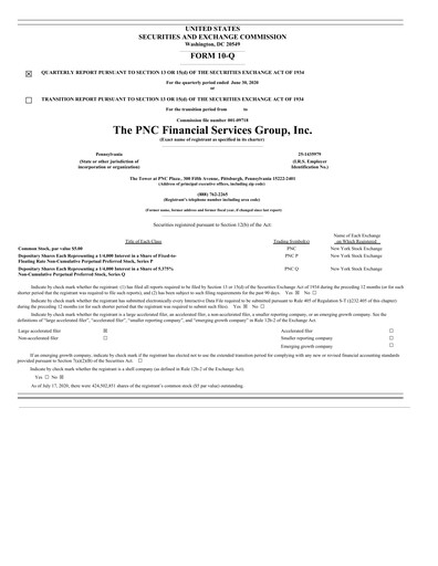 Thumbnail PNC Financial Services Quarterly Report 2020-q2