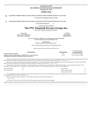 Thumbnail PNC Financial Services Quarterly Report 2020-q3