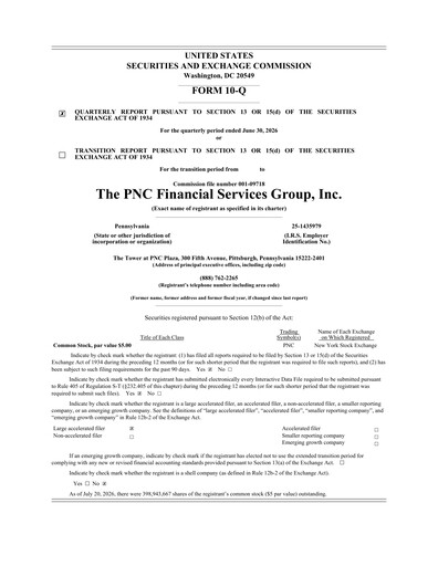 Thumbnail PNC Financial Services Quarterly Report 2026-q2