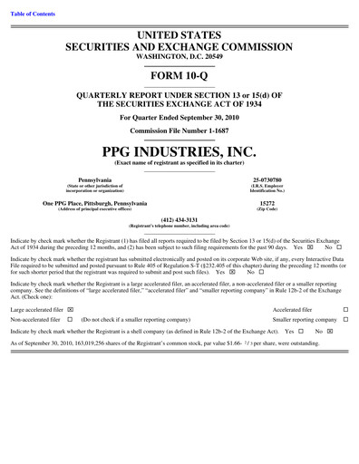 Thumbnail PPG Industries
 Quarterly Report 2010-q3