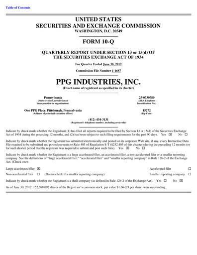 Thumbnail PPG Industries
 Quarterly Report 2012-q2