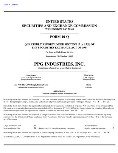 Thumbnail PPG Industries
 Quarterly Report 2014-q2