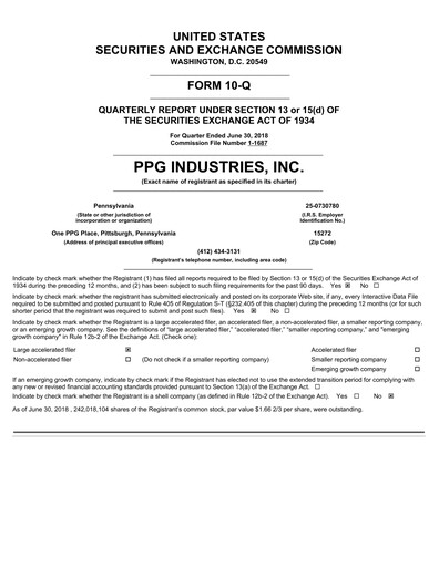 Thumbnail PPG Industries
 Quarterly Report 2018-q2