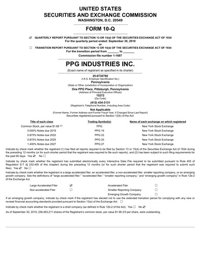 Thumbnail PPG Industries
 Quarterly Report 2019-q3