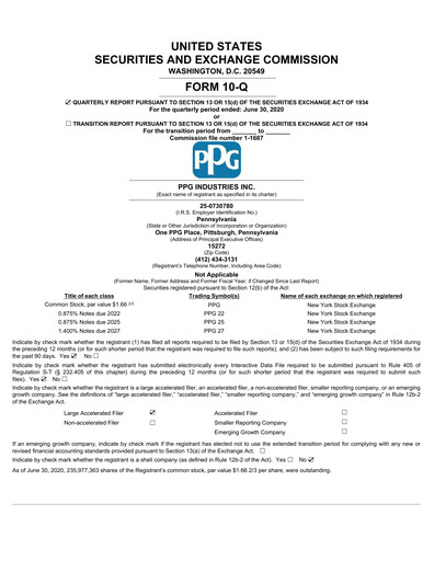 Thumbnail PPG Industries
 Quarterly Report 2020-q2