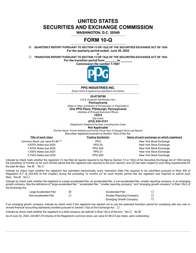 Thumbnail PPG Industries
 Quarterly Report 2022-q2