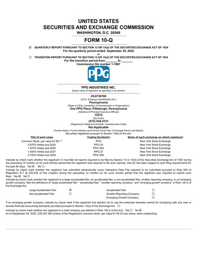 Thumbnail PPG Industries
 Quarterly Report 2022-q3