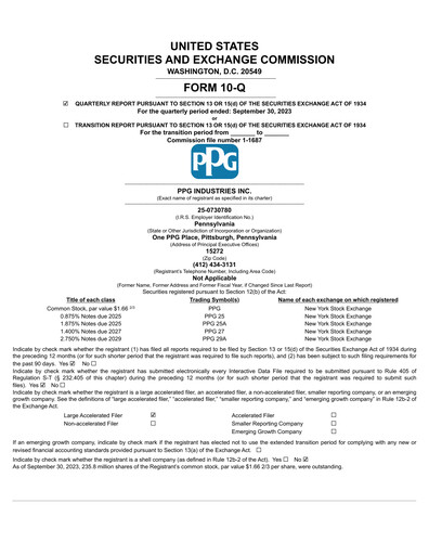 Thumbnail PPG Industries
 Quarterly Report 2023-q3