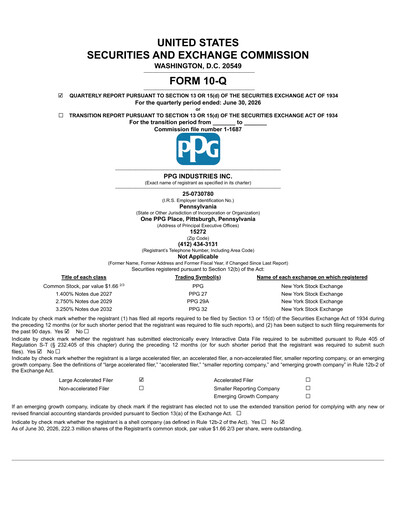 Thumbnail PPG Industries
 Quarterly Report 2026-q2