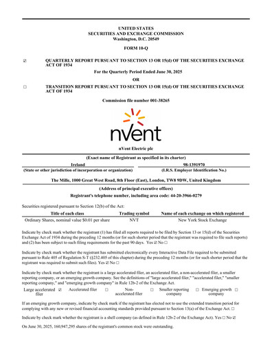 Thumbnail nVent Electric Quarterly Report 2025-q2