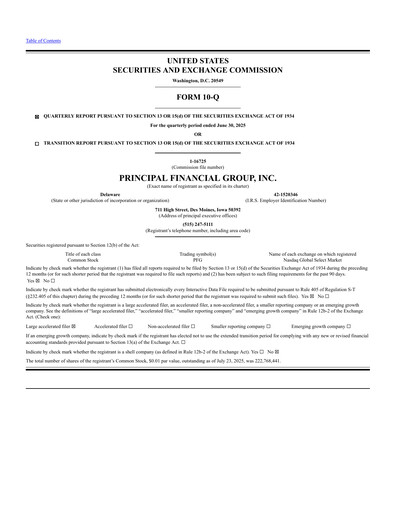 Thumbnail Principal Financial Group Quarterly Report 2025-q2