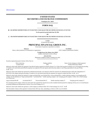 Thumbnail Principal Financial Group Quarterly Report 2026-q2